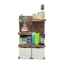 Load image into Gallery viewer, Farmhouse Rustic Shelf Wall Mounted Wood Storage Handcrafted Organizer Rack for Bathroom, Living Room, Kitchen - Cali Custom Build