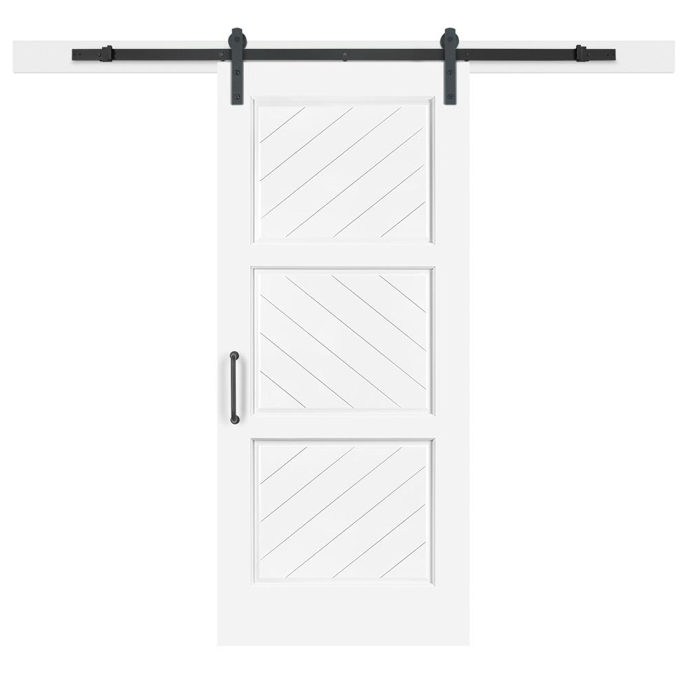 Argon - Modern Three Panel Side Arrow Design Sliding Farmhouse Barn Door