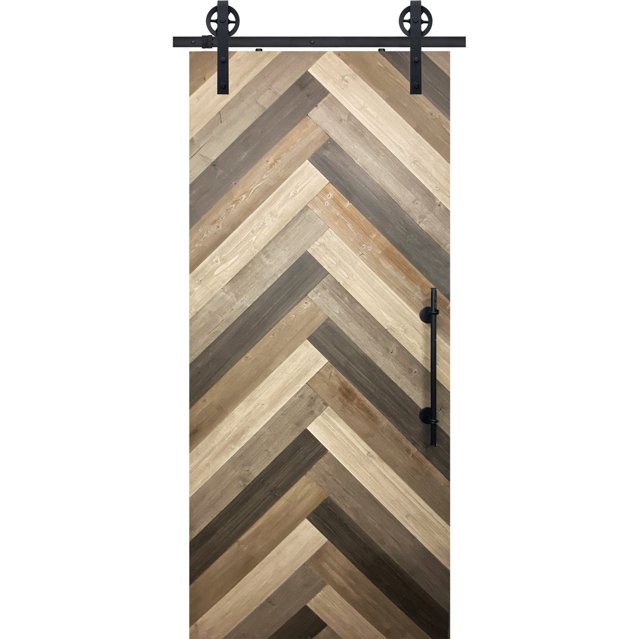 Borigus - Upward Herringbone Chevron Style Single Farmhouse Rustic Barn Door - Cali Custom Build