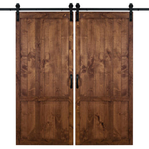 Butterpond - Two Custom Made Rustic Farmhouse 2 Panels Lower Middle Sliding Barn Doors
