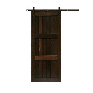Classic 3 Panels Wood Planks Stained Sliding Barn Door