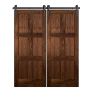 Claycall - Six Panel Rustic Style Double Sliding Barn Door