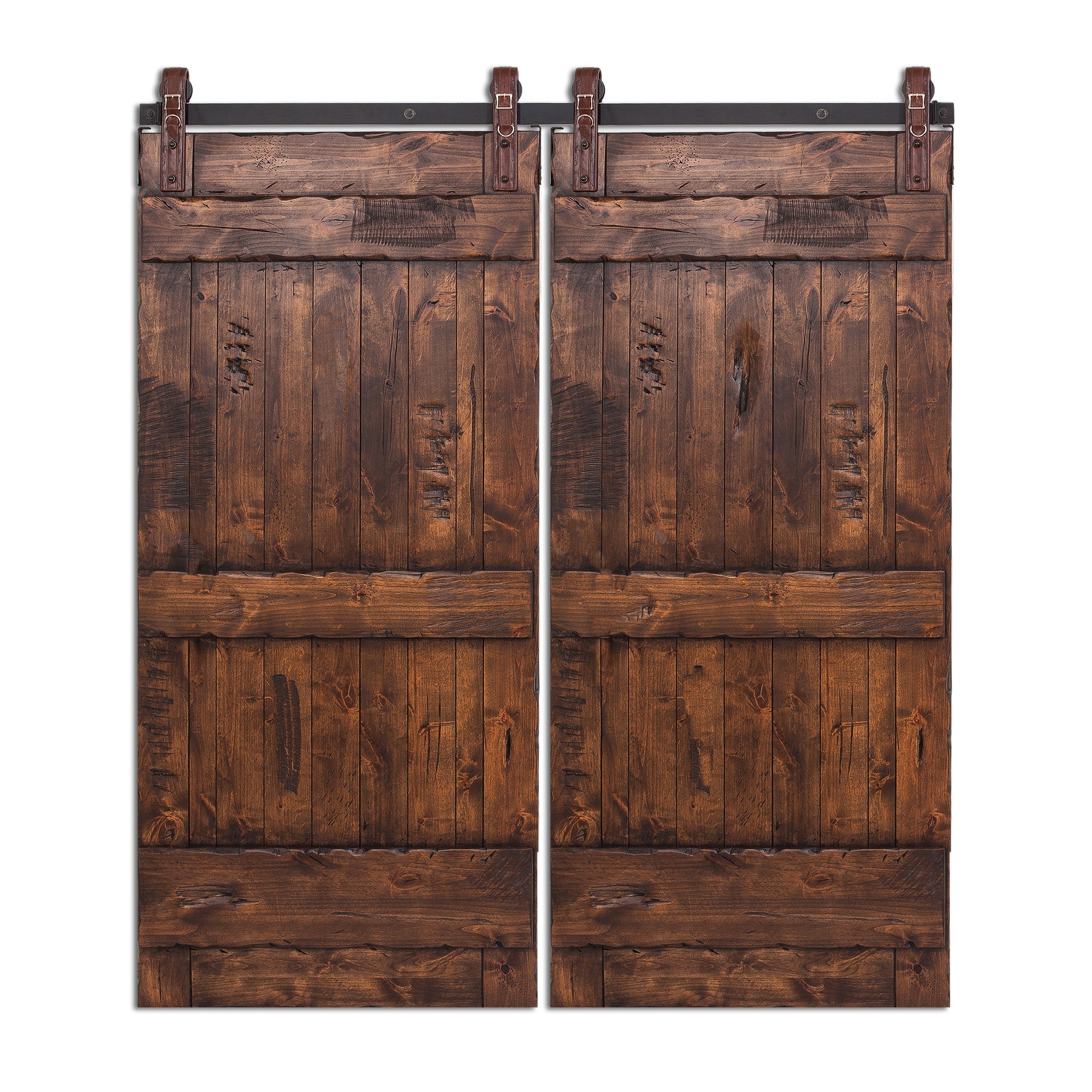 Dilbeek - Rustic Style Two Panel Sliding Double Barn Door
