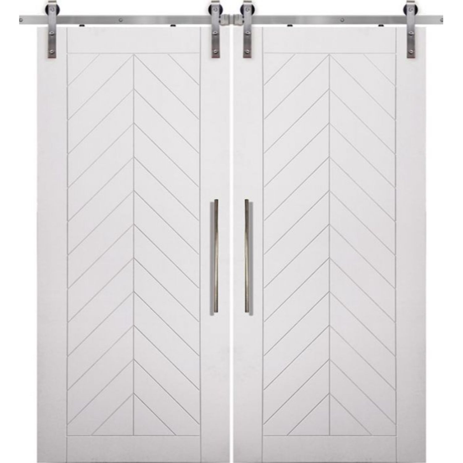 Donaville - Two Custom Made Handcrafted Classic Modern Upward Chevron Modern Sliding Barn Door