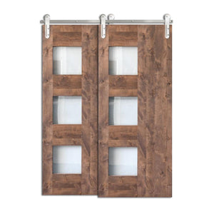 Eymont - Custom Made Clear Glass Lowa Style Rustic Contemporary Farmhouse bypass Barn Door