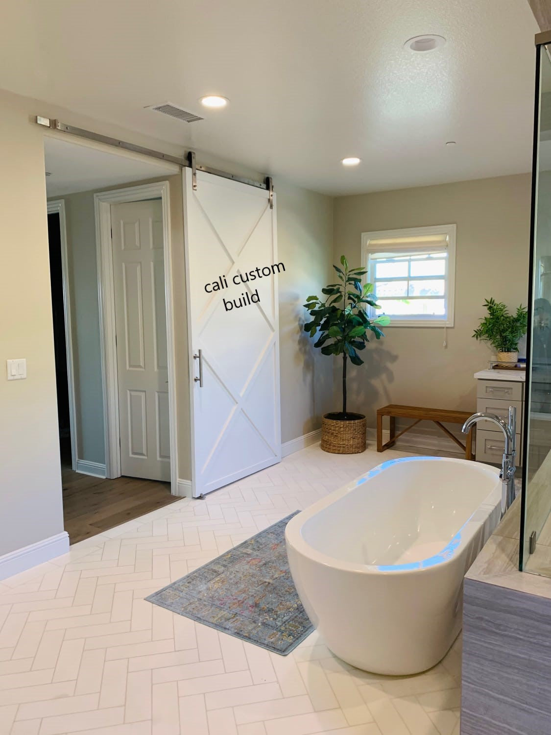 Goldcrest - Custom Made Double X Style Farmhouse Sliding Barn Door Modern Farmhouse Barn door Interior Doors - Cali Custom Build