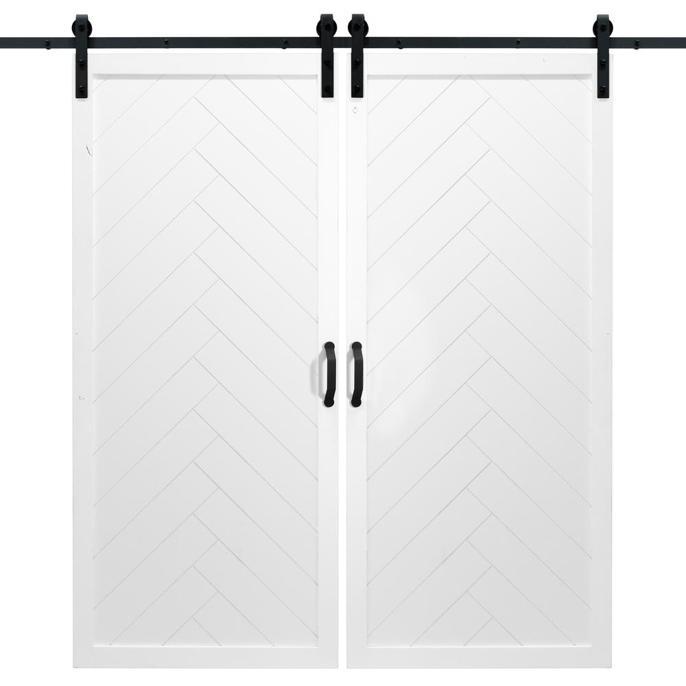 Helenton - Two Custom Made Herringbone II Style Contemporary Modern Rustic Farmhouse Sliding Barn Door