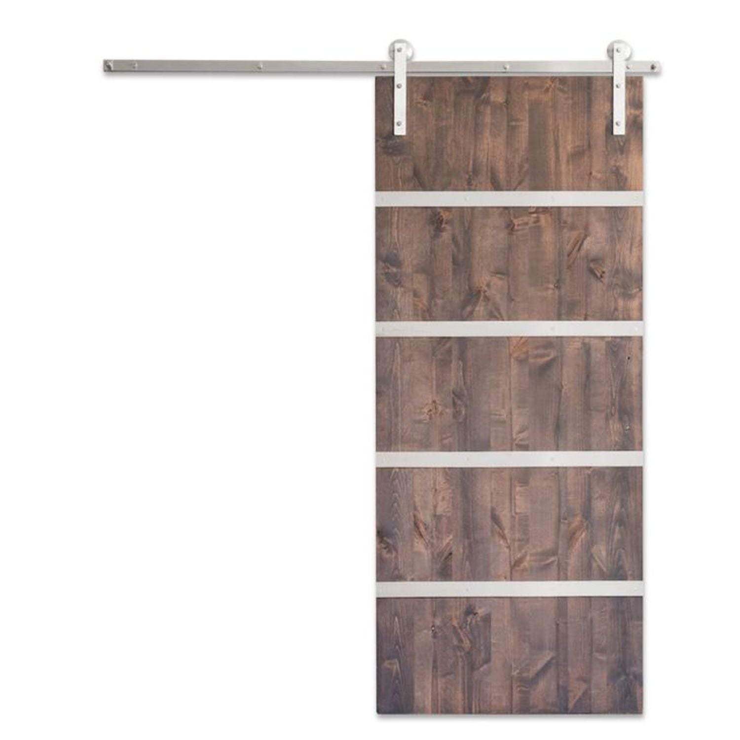 Hwen - Custom Made Wood Panel Rustic Farmhouse Sliding Barn Door with Steel Metal Strips