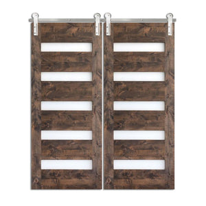 Limehill - Five Glass Panel Design Sliding Double Barn Door