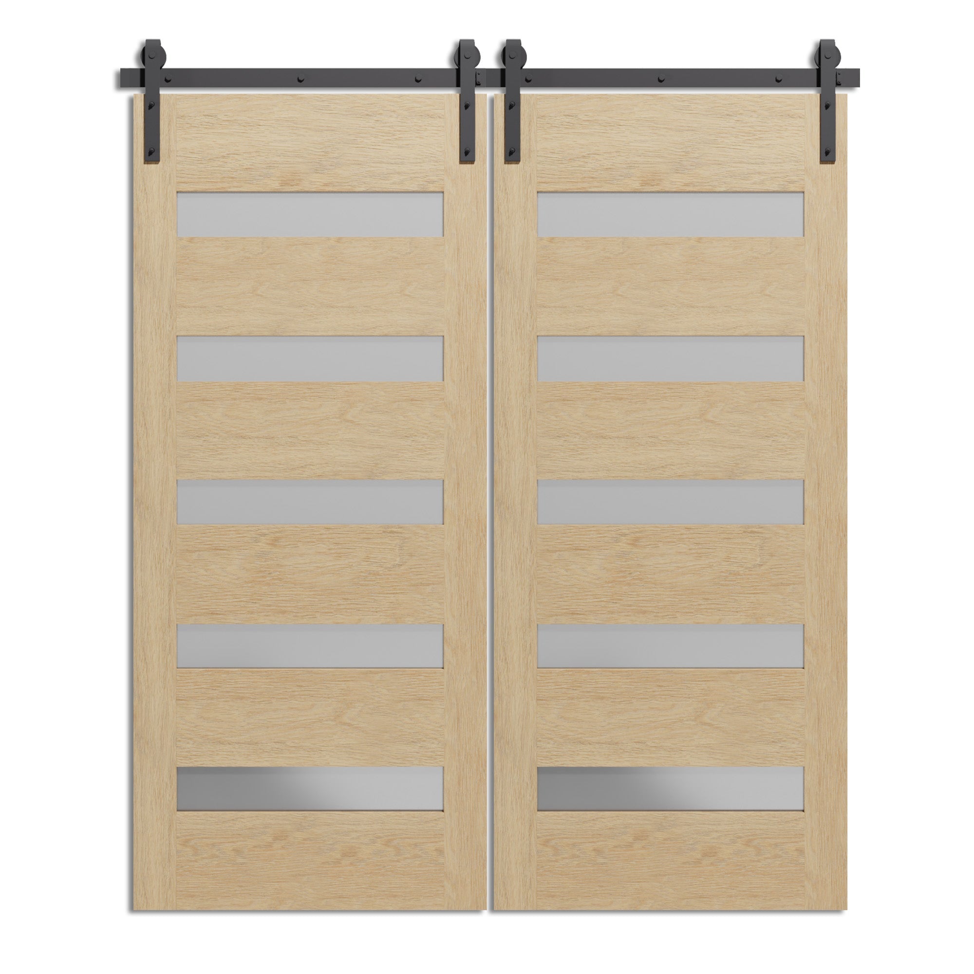 Narmasse - Interior Five Glass Panel Design Double Barn Door