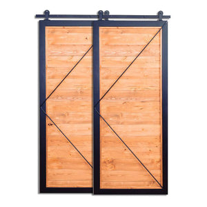 Souver - Metal Framed Wooden Bypass Double Barn Door