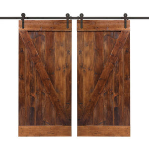 Summerton - Two Custom Made Rustic Farmhouse Big Z Shape Double Sliding Barn Doors