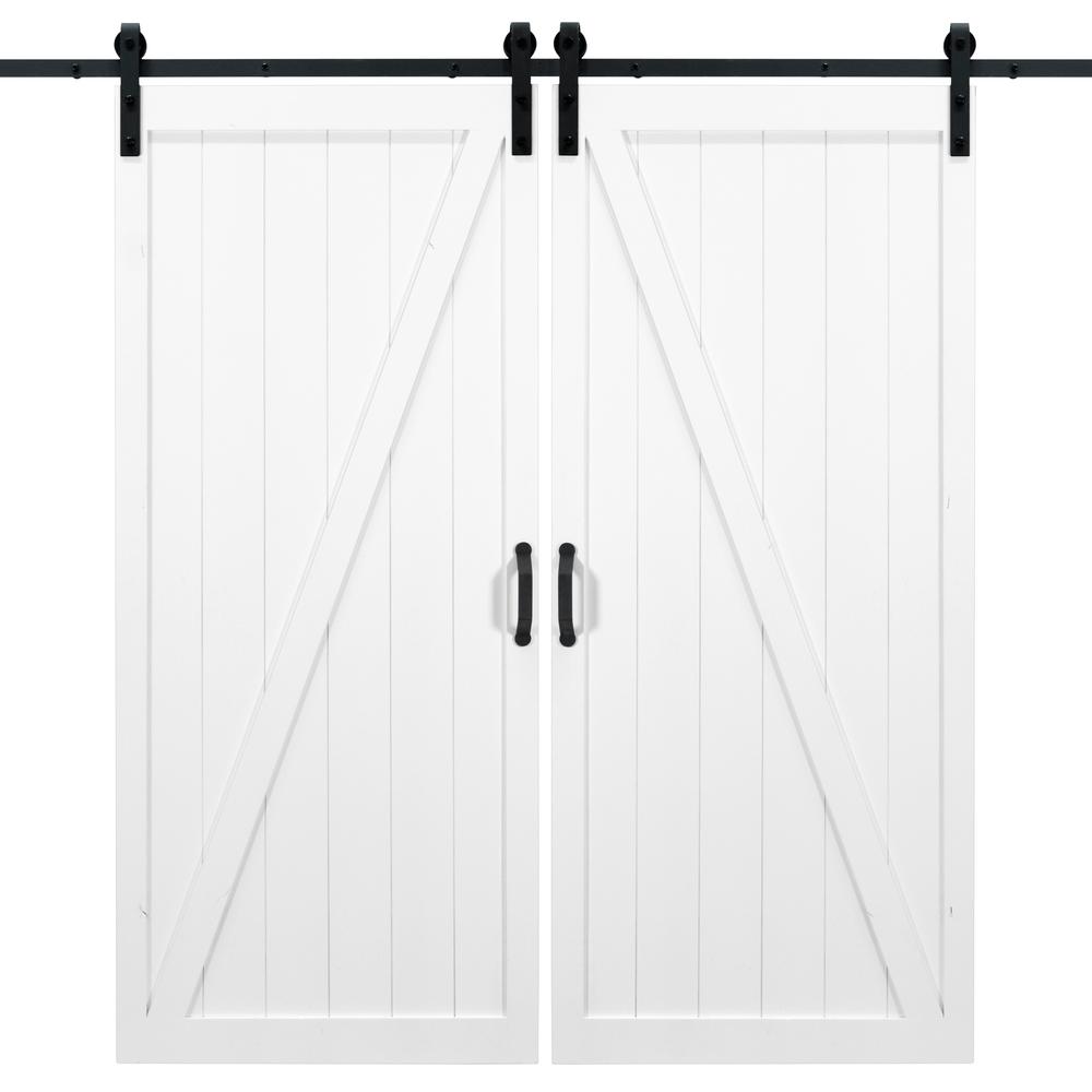 Sweetmount - Two Custom Classic 1 Panel Z Shape Wood double Sliding Barn Doors