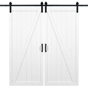 Sweetmount - Two Custom Classic 1 Panel Z Shape Wood double Sliding Barn Doors