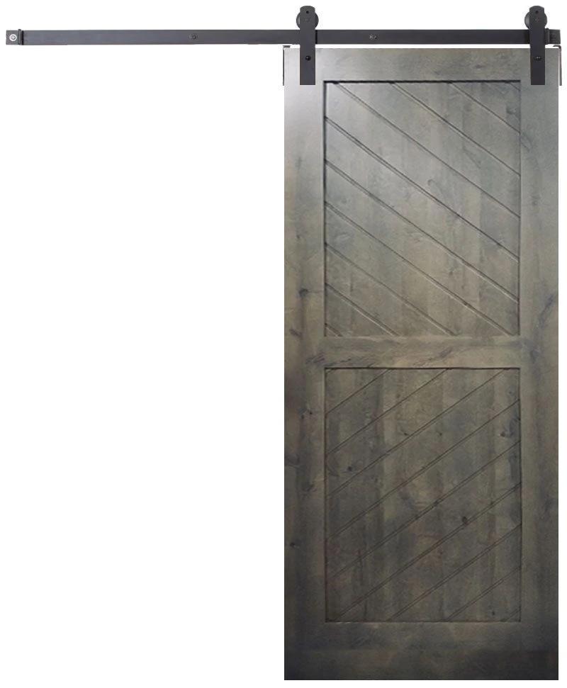 Trudid - Custom Made Rustic Framed Cypress Chevron Stained Farmhouse Sliding Barn Door