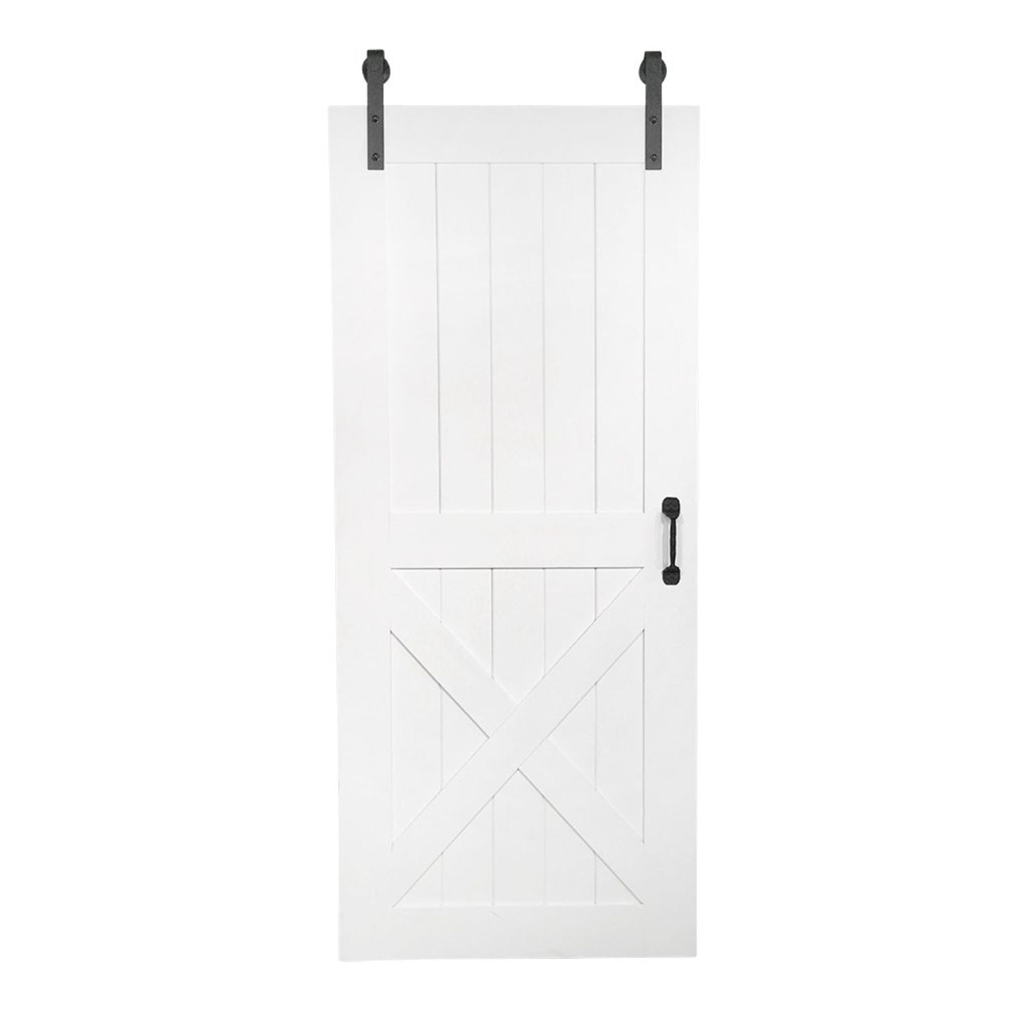 Westwend - Custom Made Two Panel Framed X Design Rustic Sliding Barn Door