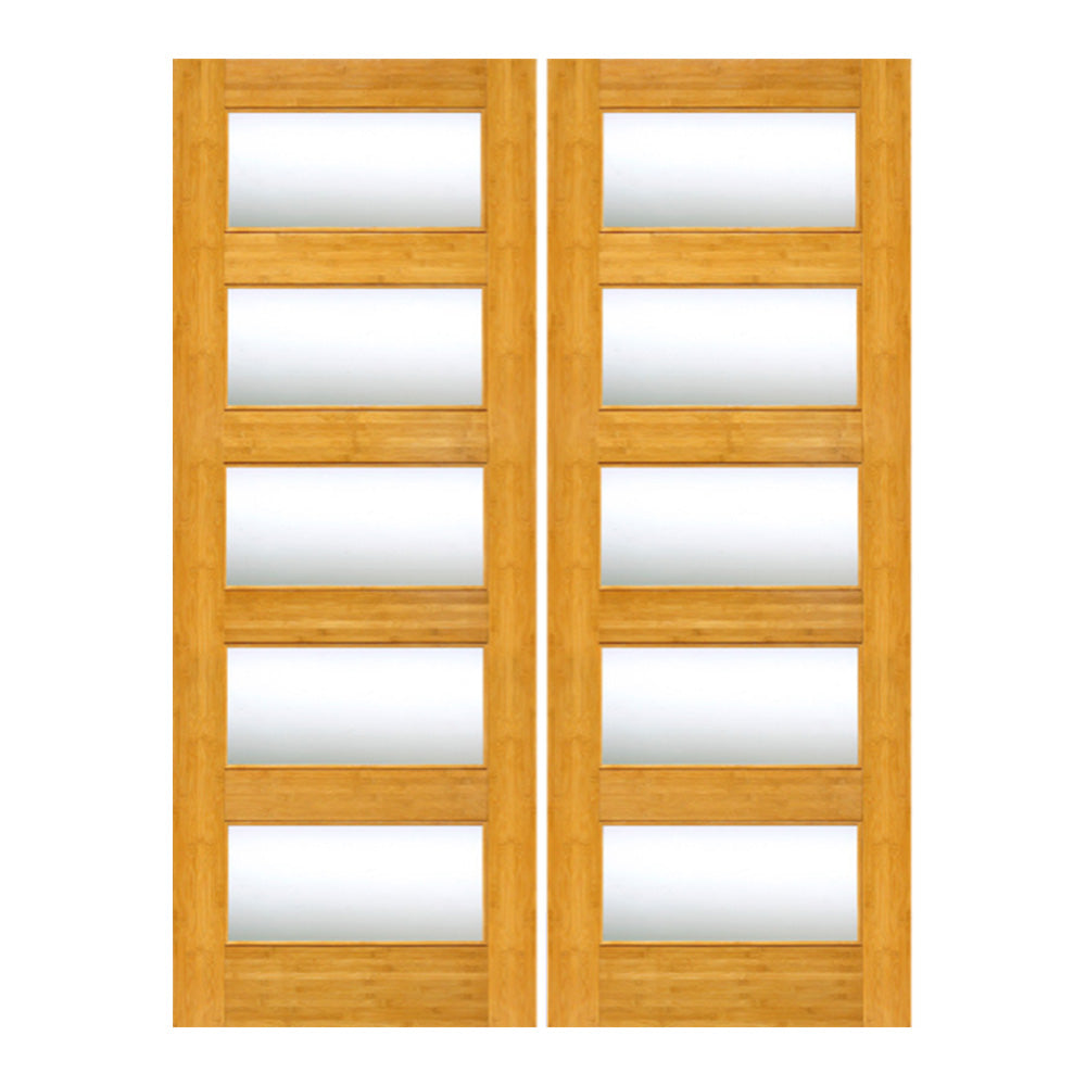 Xalivah - Five Panel Clear Glass Bamboo Home Interior Door