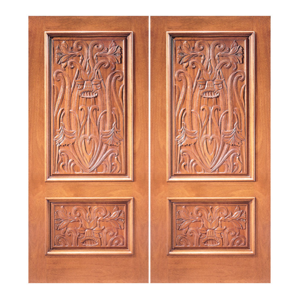 Zalira - Hand Carved Artistic Interior  Double Sliding Barn Doors for Home