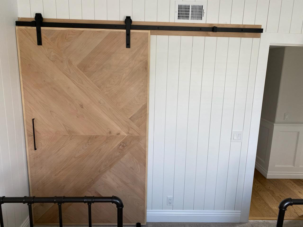 Custom Made Natural Wood Arrow Chevron Sliding Barn Door ( Christina Pick up ) - Cali Custom Build