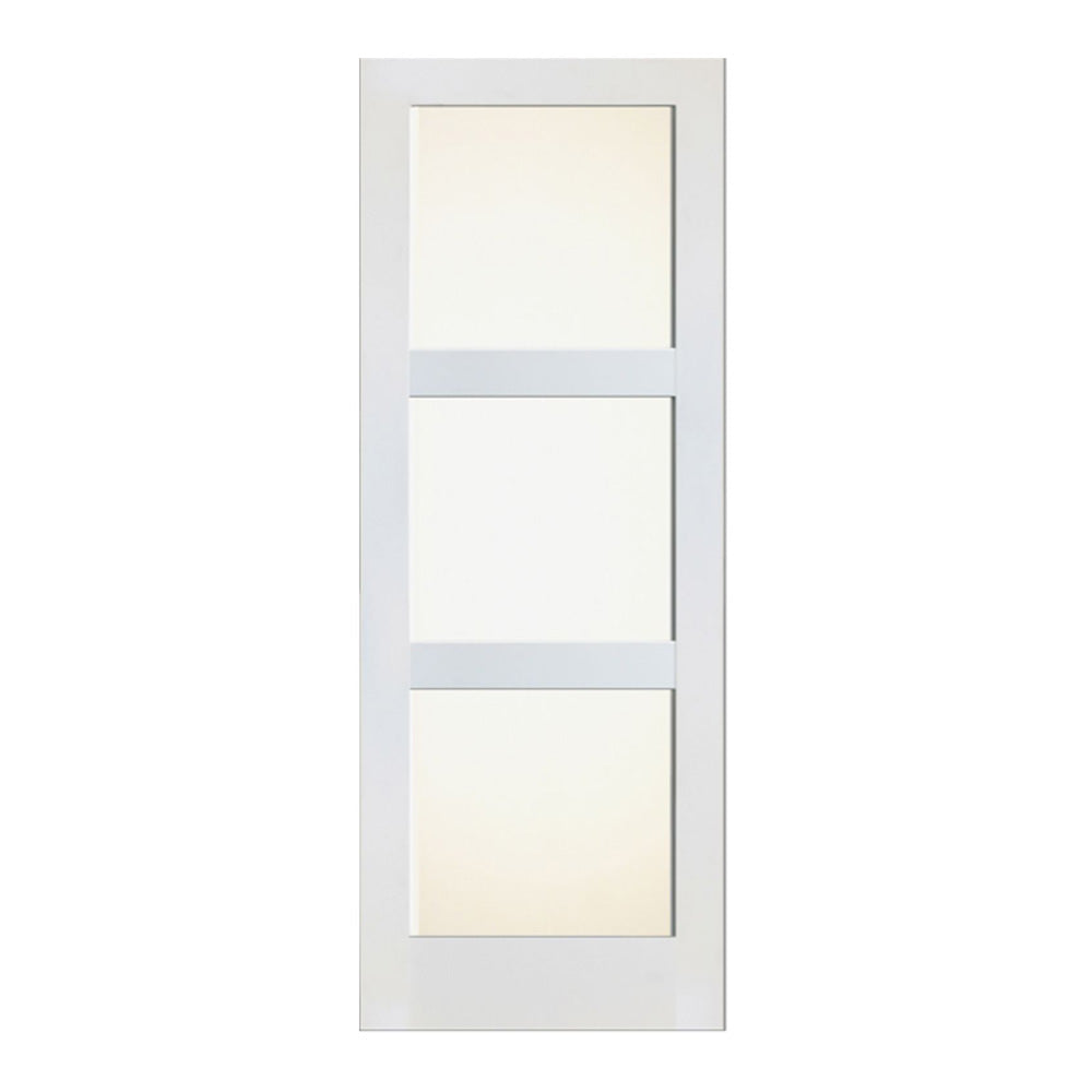 Lefryae - Modern Three Glass Panels Interior Barn Door