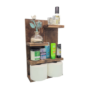 Farmhouse Rustic Shelf Wall Mounted Wood Storage Handcrafted Organizer Rack for Bathroom, Living Room, Kitchen - Cali Custom Build