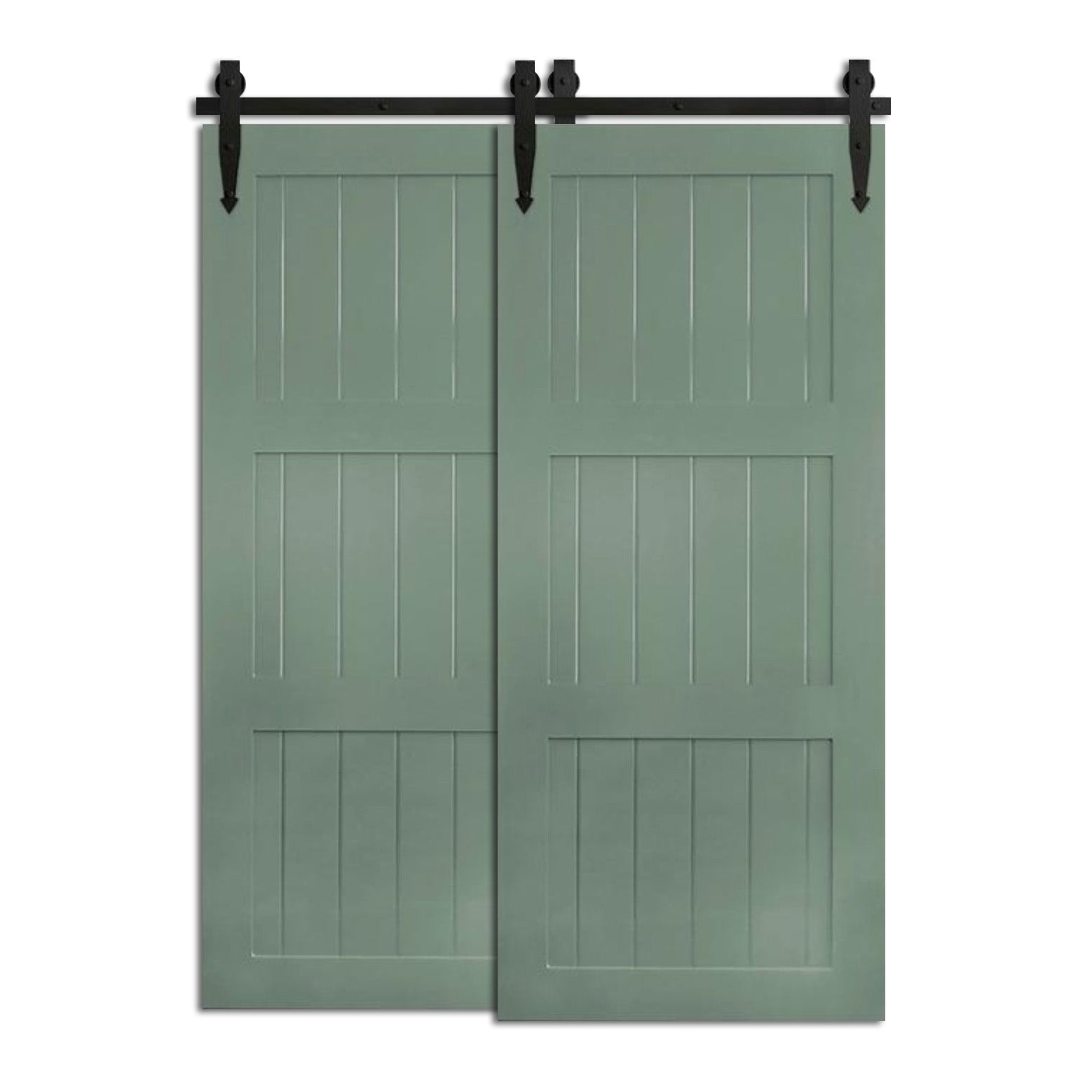 Rok - Light Green Frame Free Double Sliding Bypass Barn Door