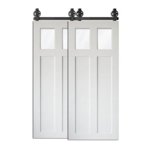 Tilas - 4 Glass Panels Bypass Double Sliding Barn Doors