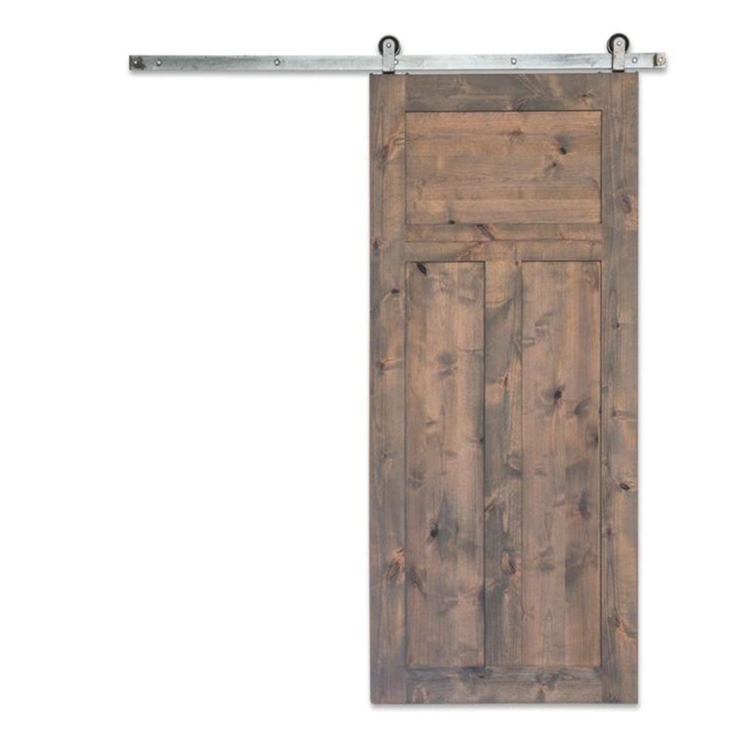 Custom Made Rustic Stained 2+1 Panel Farmhouse Framed Sliding Barn Door - Cali Custom Build